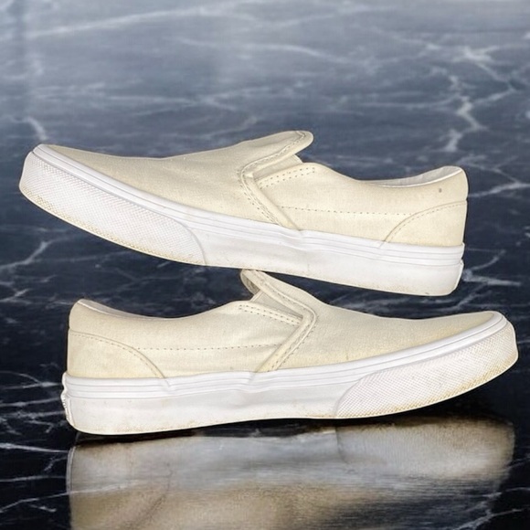 Vans Classic Slip-On Natural Canvas Off White Kids 3 / EU 34 Skate Shoes - Picture 9 of 12
